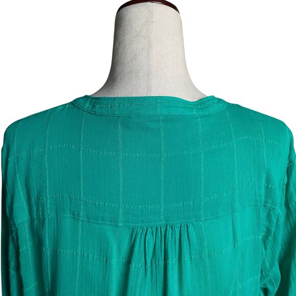 Carve Designs Half Button Down Roll Sleeve Casual Shirt Womens XL Green Sheer - Picture 8 of 14